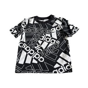 Adidas Kids Tee with Black and White Logo Pattern